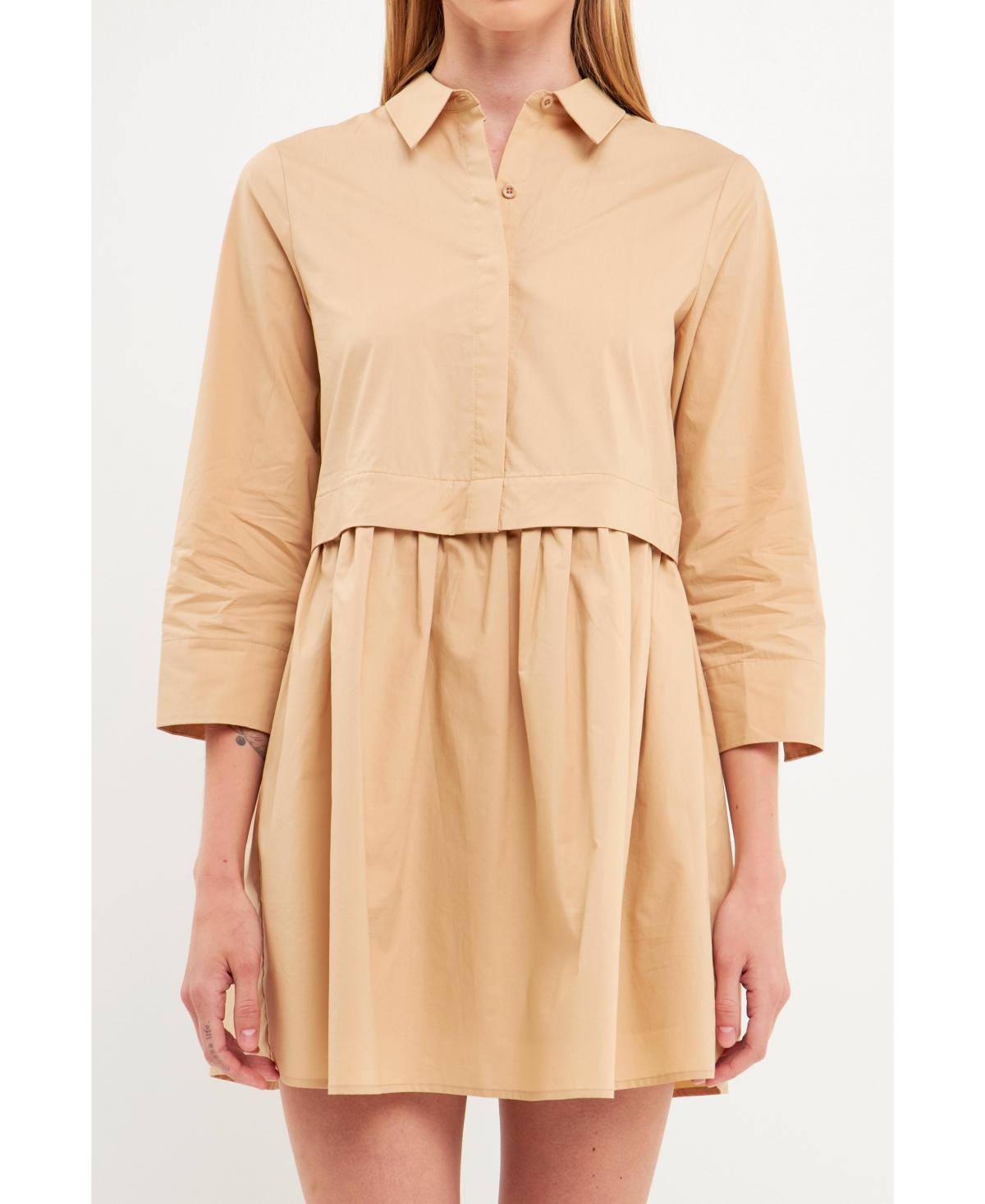 English Factory Long Sleeve Mini Shirtdress Product Image