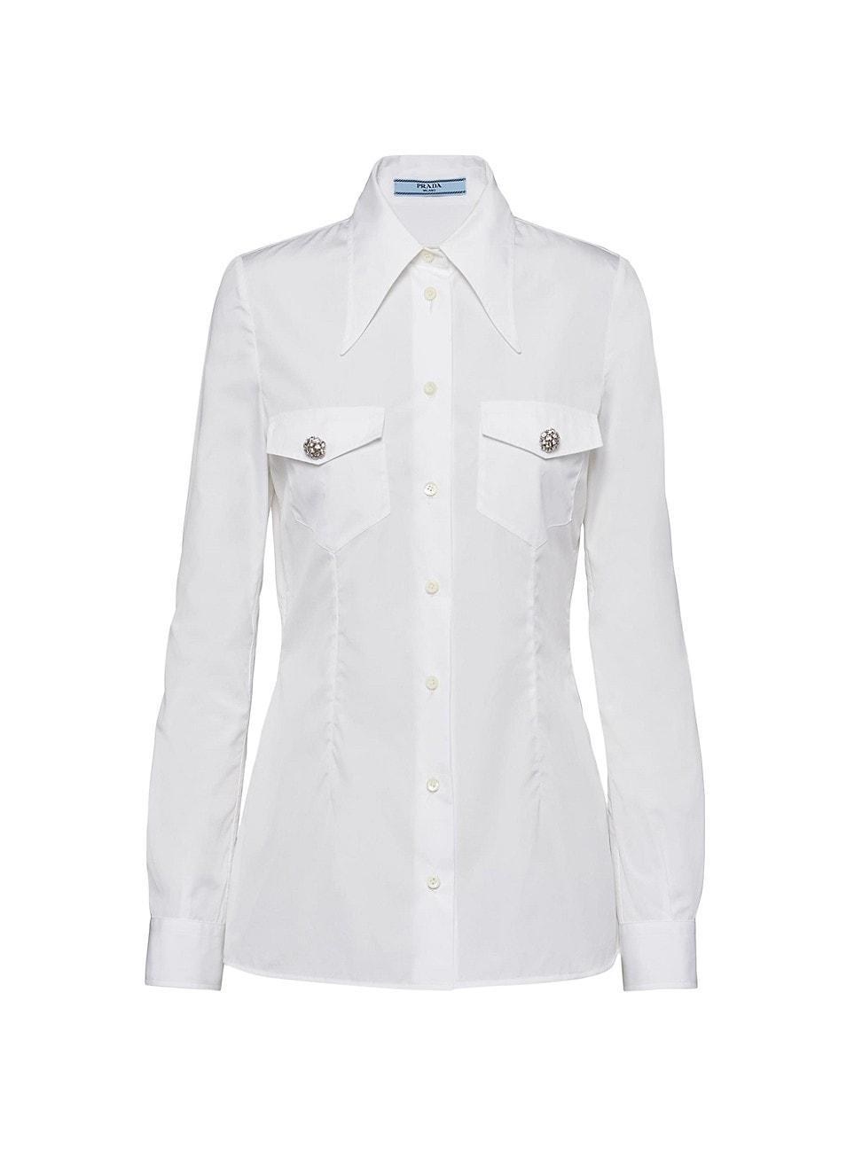 Womens Poplin Shirt With Jewel Buttons Product Image