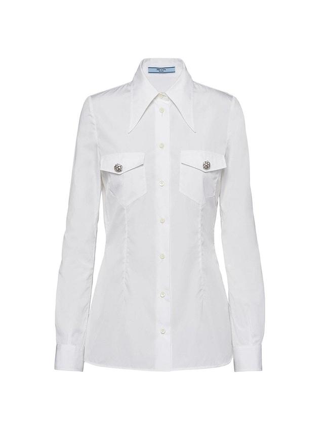 Womens Poplin Shirt With Jewel Buttons Product Image