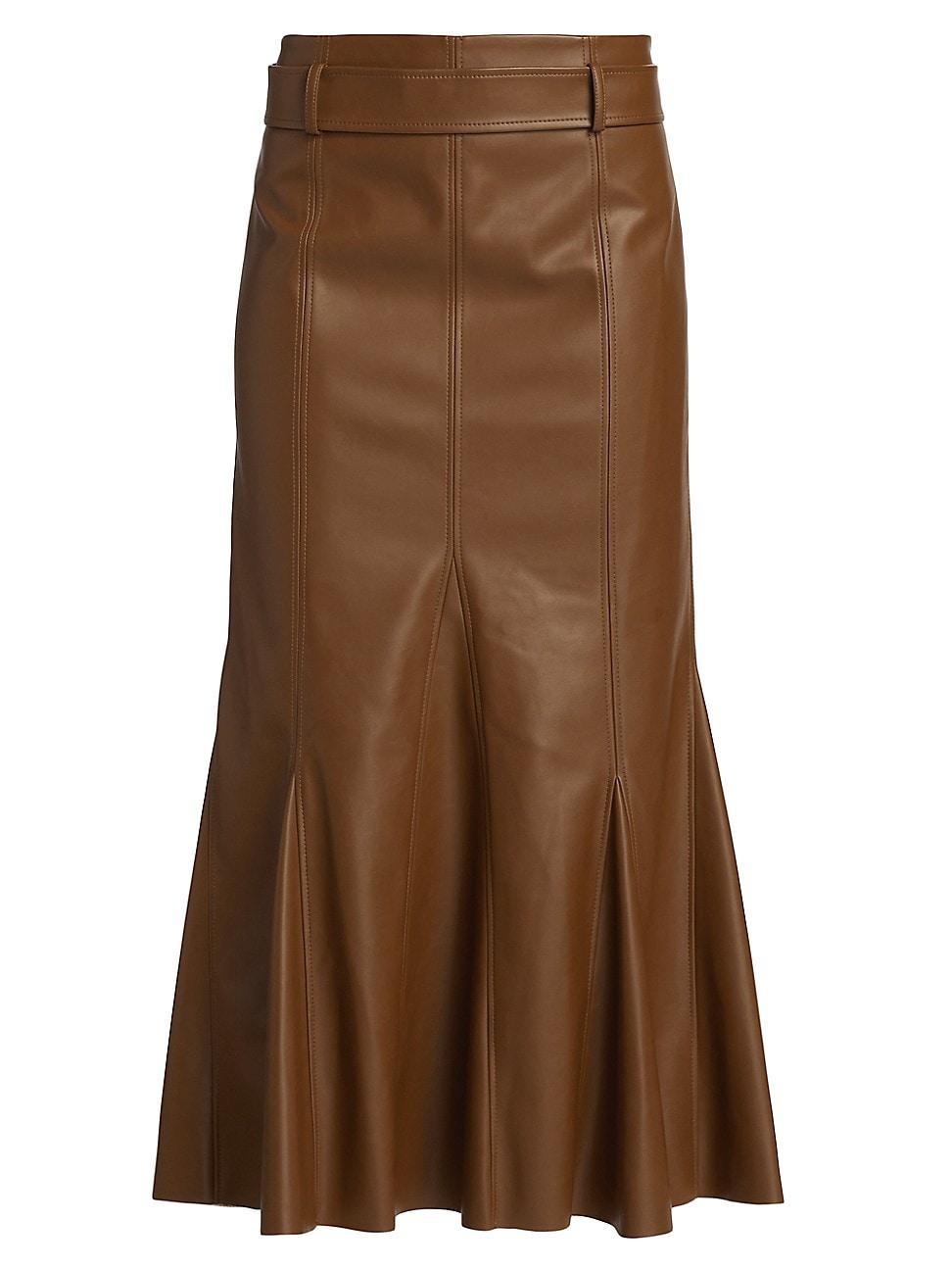 Womens Uro Faux Leather Midi-Skirt Product Image