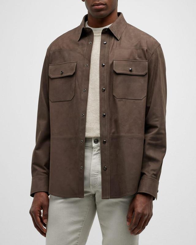 Mens Nubuck Leather Overshirt Product Image