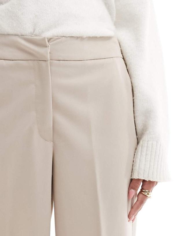 Vila wide tapered leg tailored pants in stone Product Image