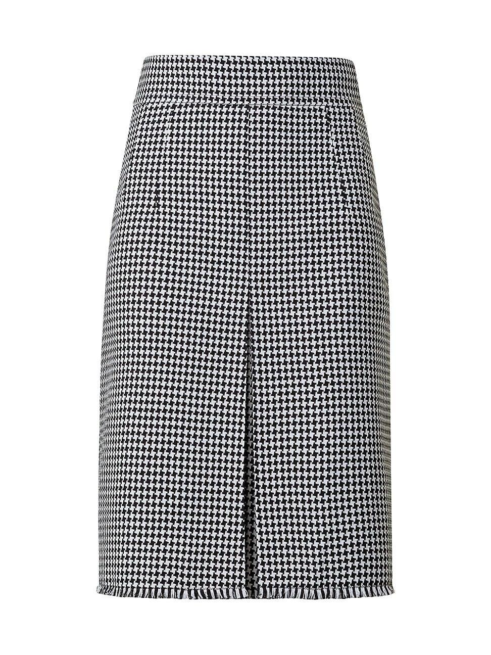 Womens Houndstooth Wool-Blend A-Line Skirt product image