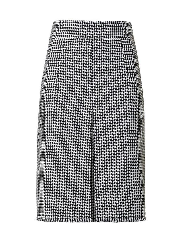 Womens Houndstooth Wool-Blend A-Line Skirt Product Image