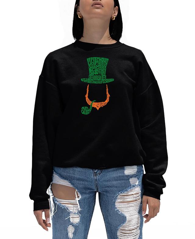 La Pop Art Womens Leprechaun Word Art Crewneck Sweatshirt Product Image