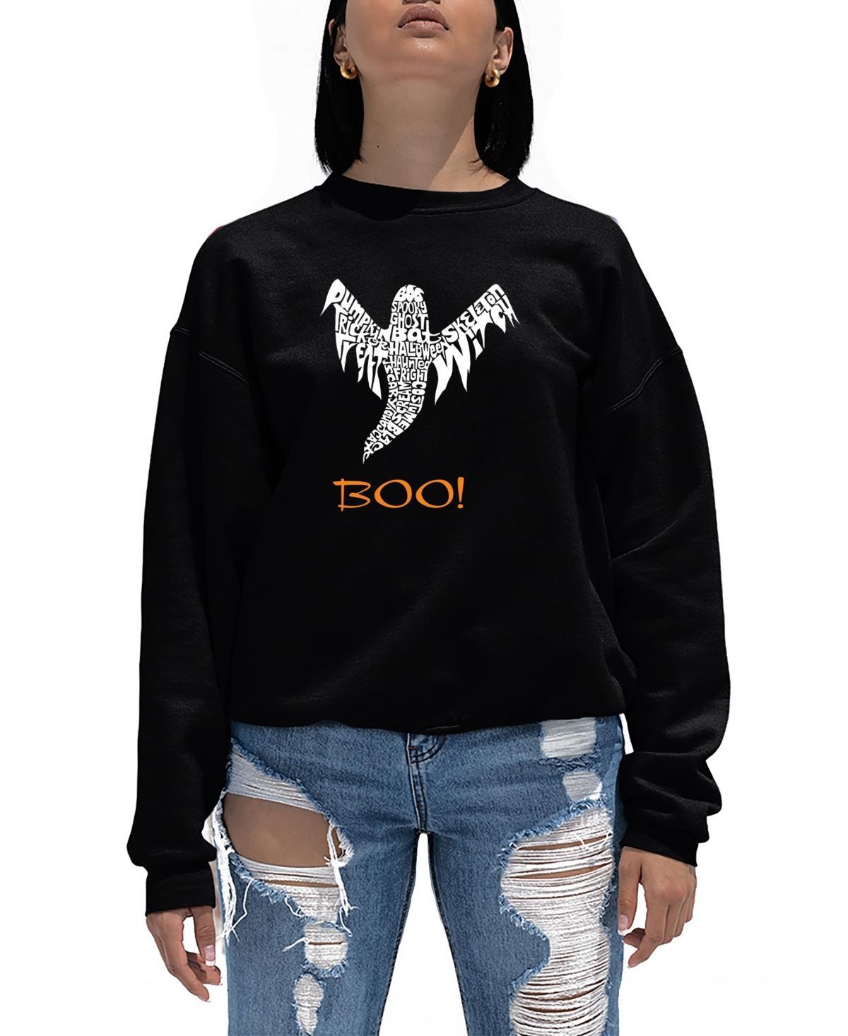 La Pop Art Womens Halloween Ghost Word Art Crewneck Sweatshirt Product Image