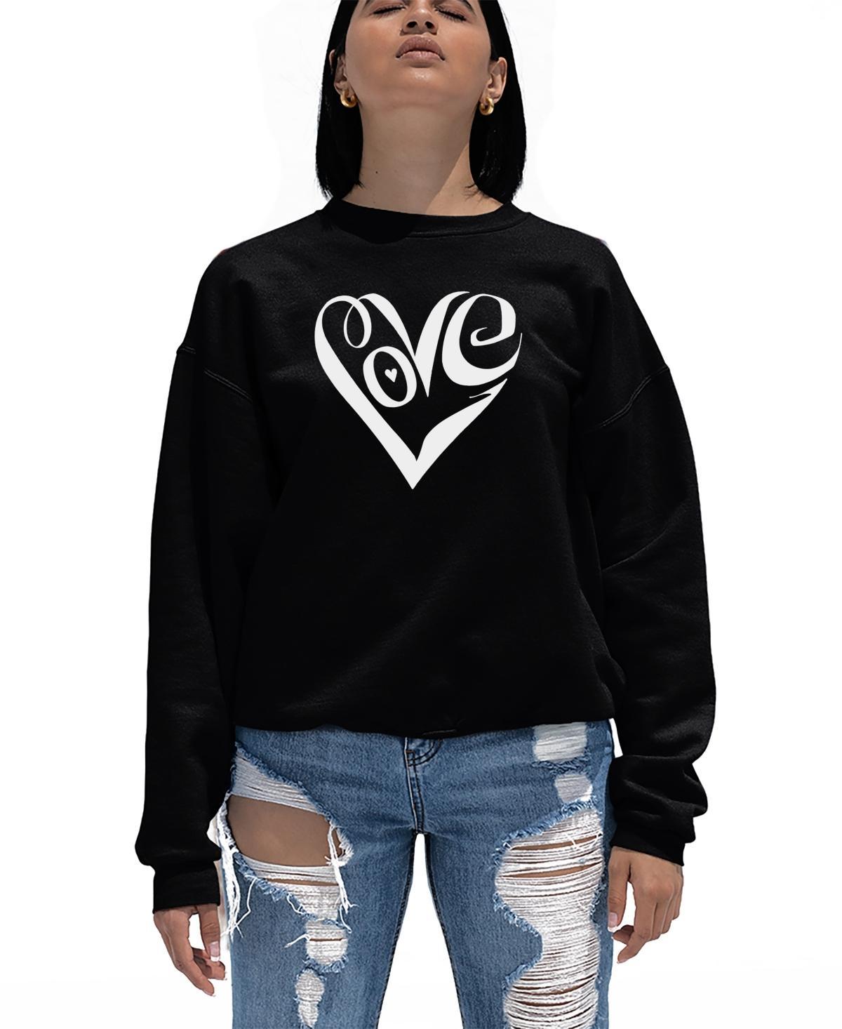 Womens Crewneck Word Art Script Love Heart Sweatshirt Top Product Image