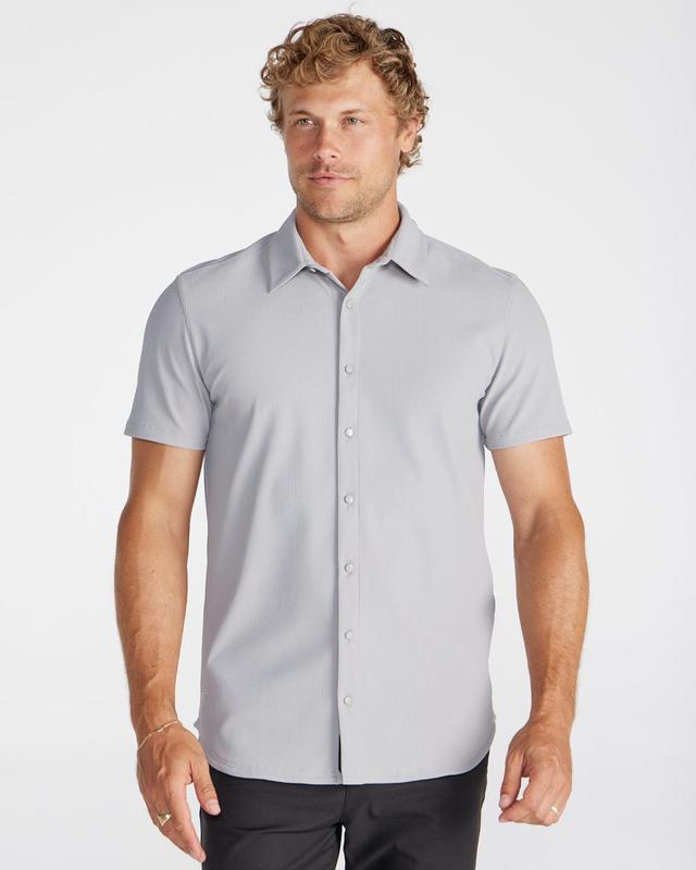 Ribbed+ Short Sleeve Button Down Product Image