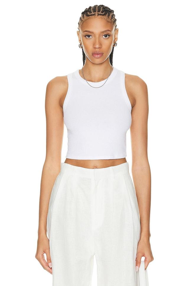 Enza Costa Stretch Silk Knit Cropped Bold Sheath Tank Top White. (also in L, S, XL, XS). Product Image