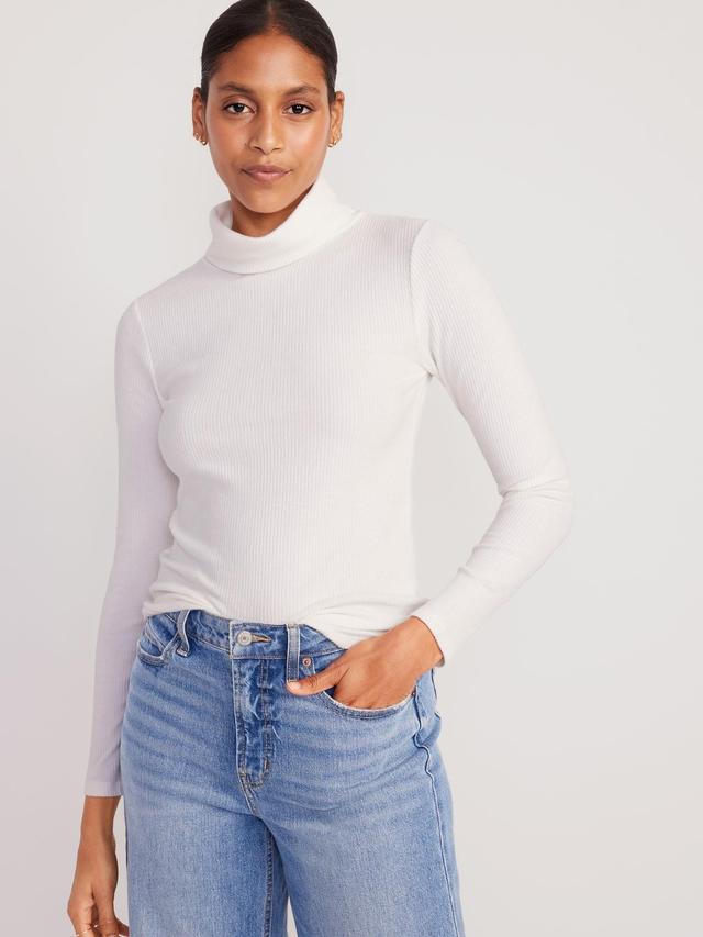 Fitted Plush Rib-Knit Turtleneck Product Image