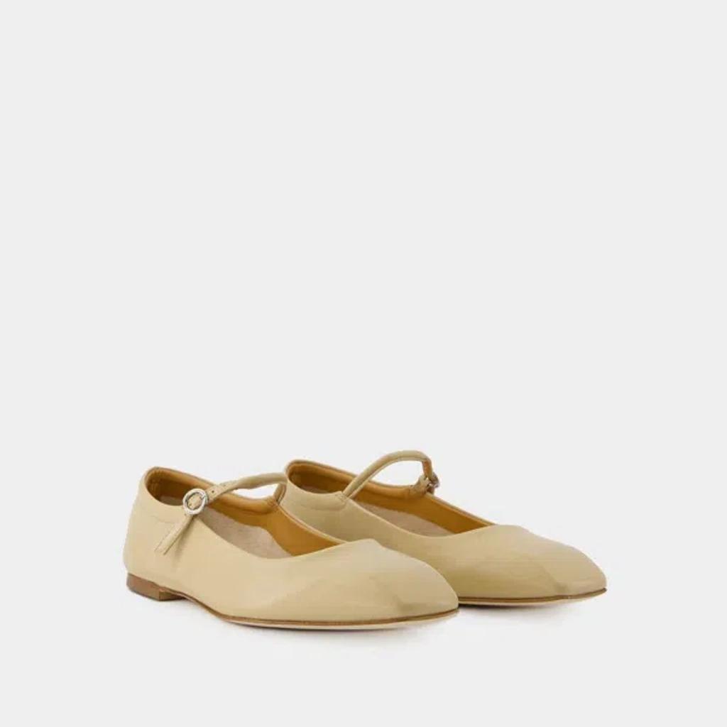 Uma Metallic Mary Jane Ballerina Flats In Beige Product Image