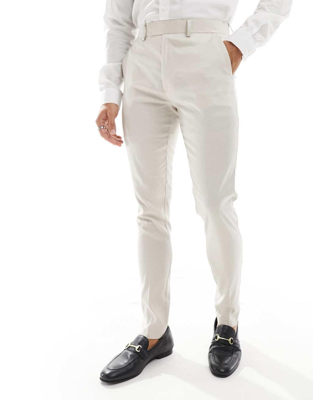 ASOS DESIGN skinny linen mix suit pants Product Image