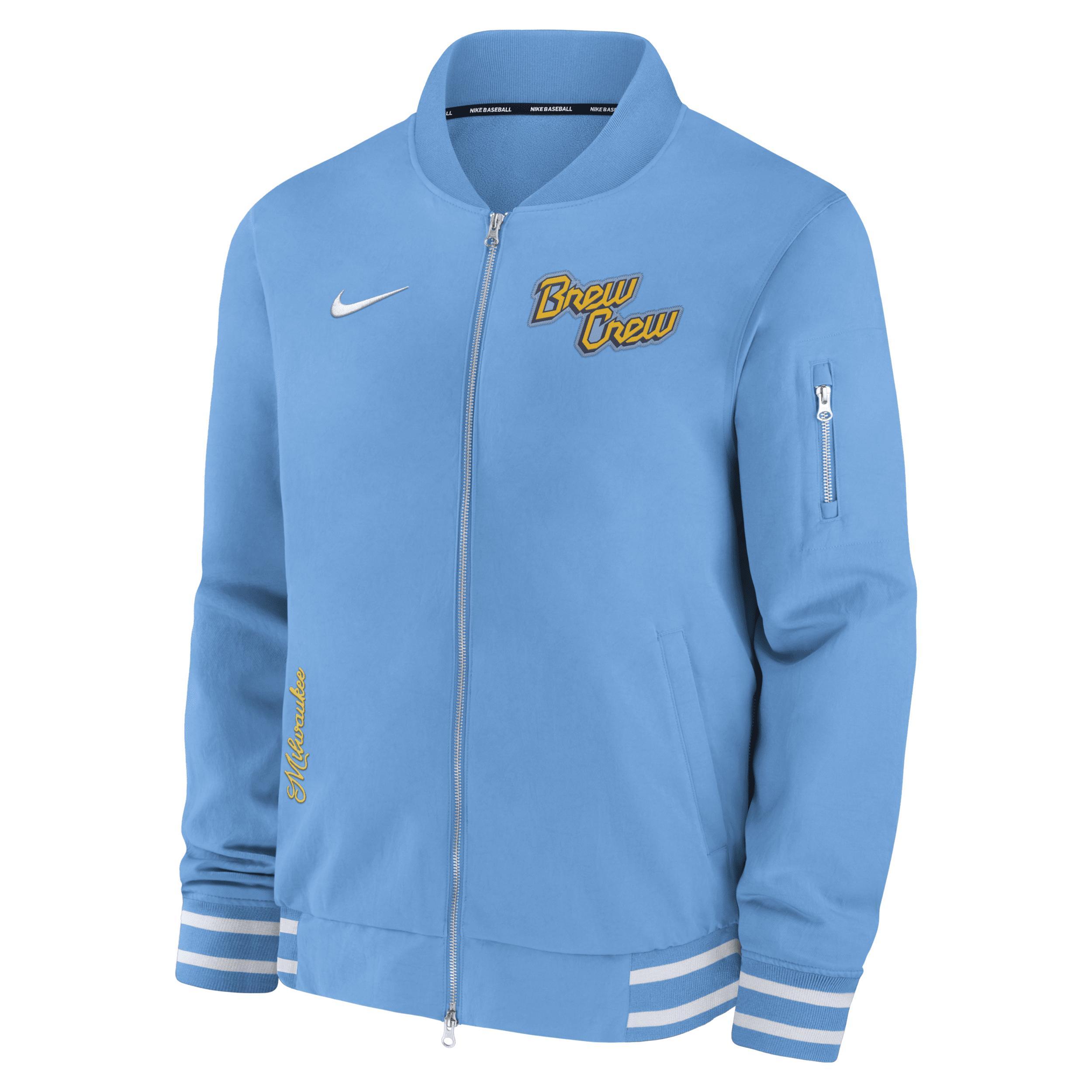 Milwaukee Brewers Authentic Collection City Connect Game Time Nike Men's MLB Full-Zip Bomber Jacket Product Image