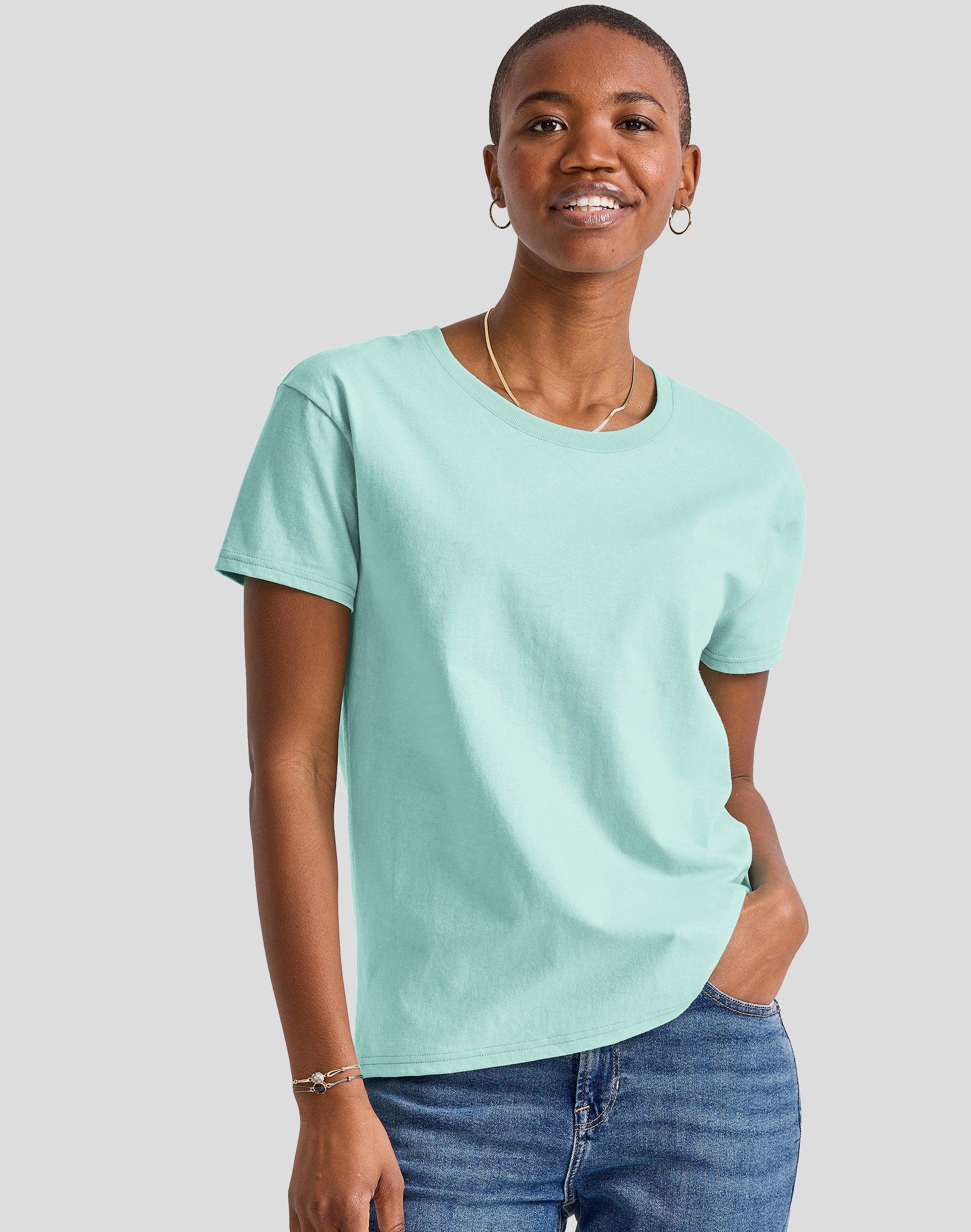 Hanes Essentials Womens Cotton T-Shirt, Oversized Fit Light Steel S Product Image