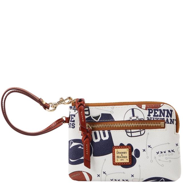 Dooney & Bourke Womens Collegiate Penn State University Zip Around Coated Cotton Wristlet in White Multi Product Image