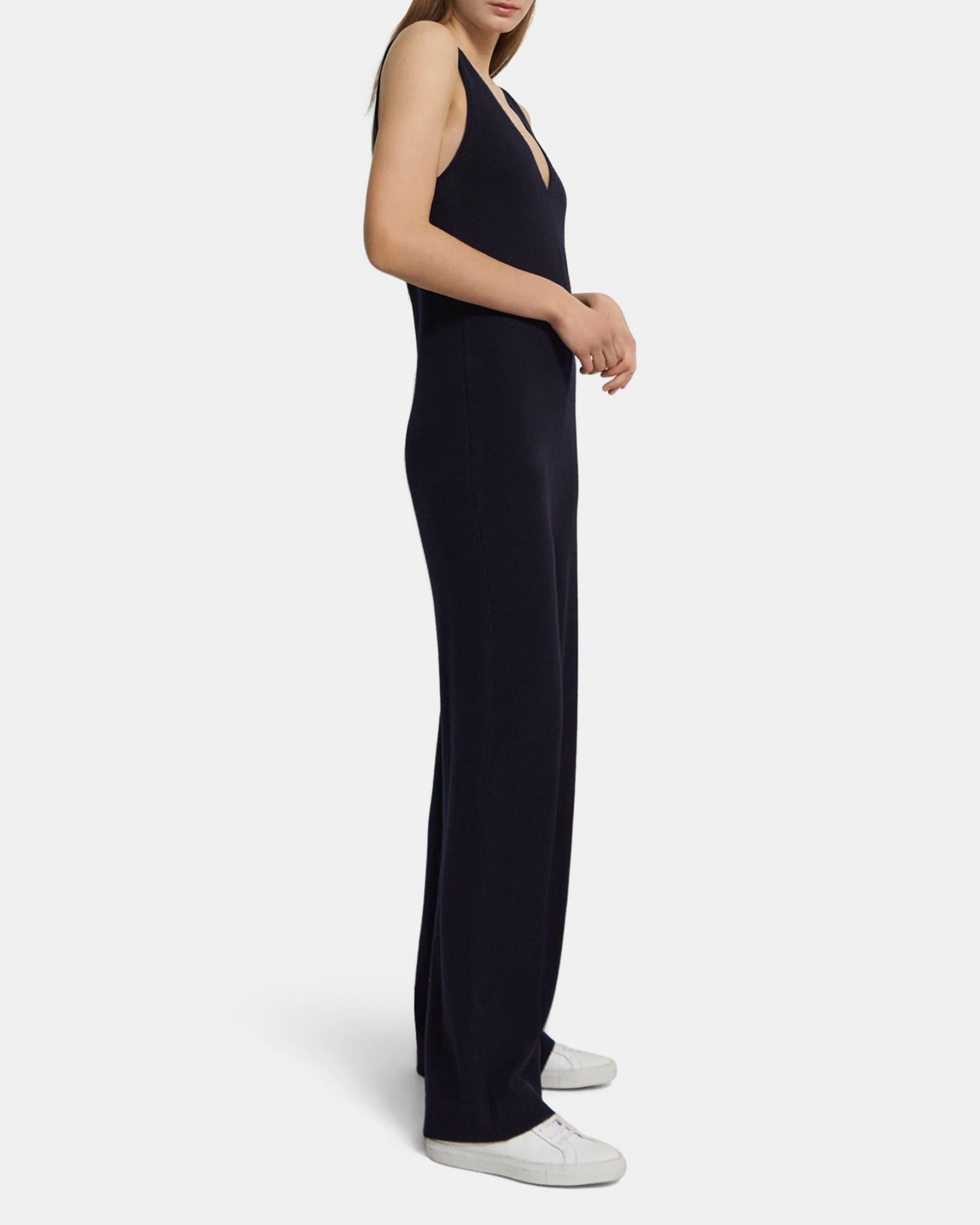 V-Neck Jumpsuit in Fine Merino Wool Product Image