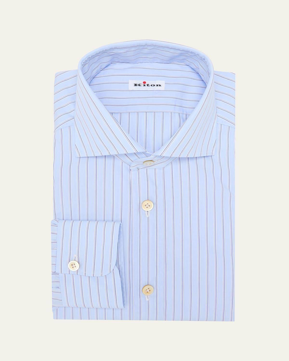 Mens Cotton Wide Stripe Dress Shirt Product Image