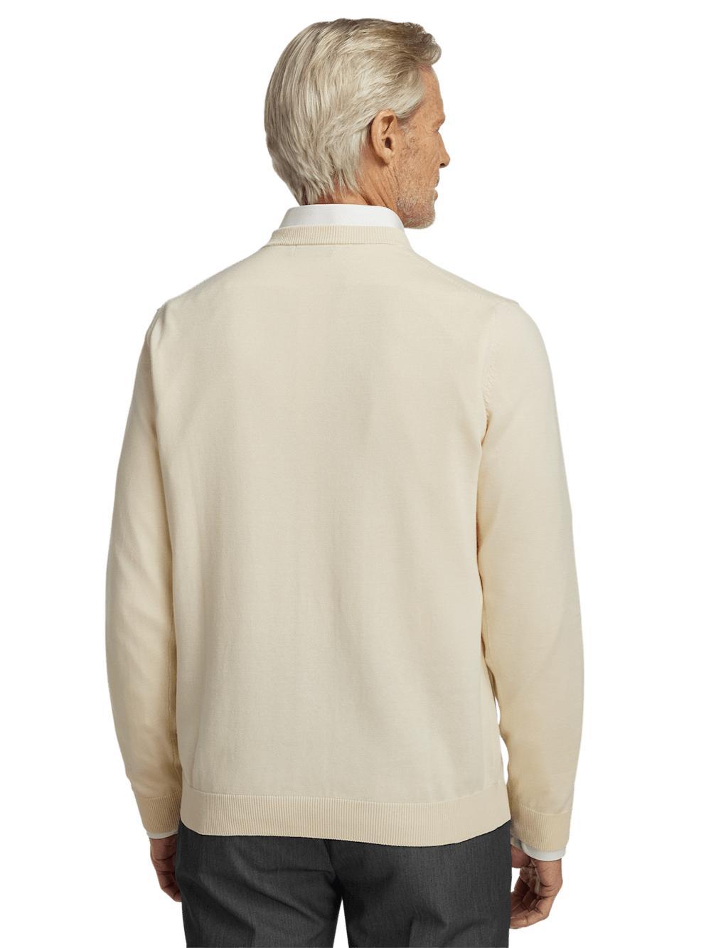 Supima Cotton V-neck Sweater - Ivory Product Image