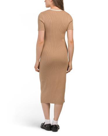 Short Sleeve Button Down Knit Midi Dress for Women Product Image