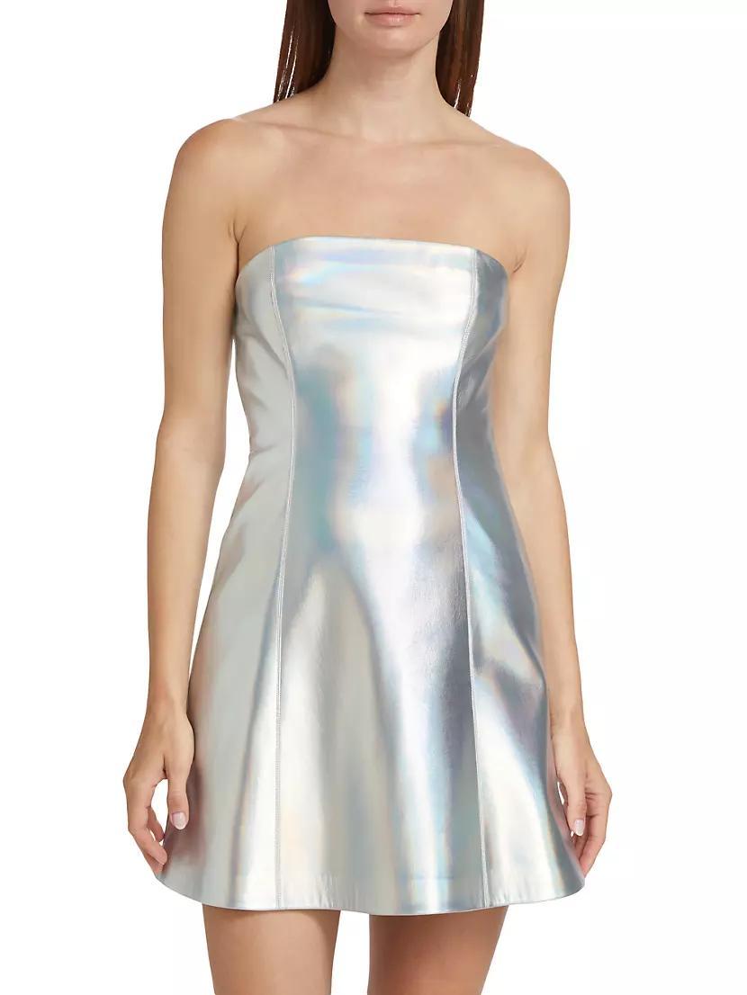 Iridescent Faux Leather Tube Minidress Product Image