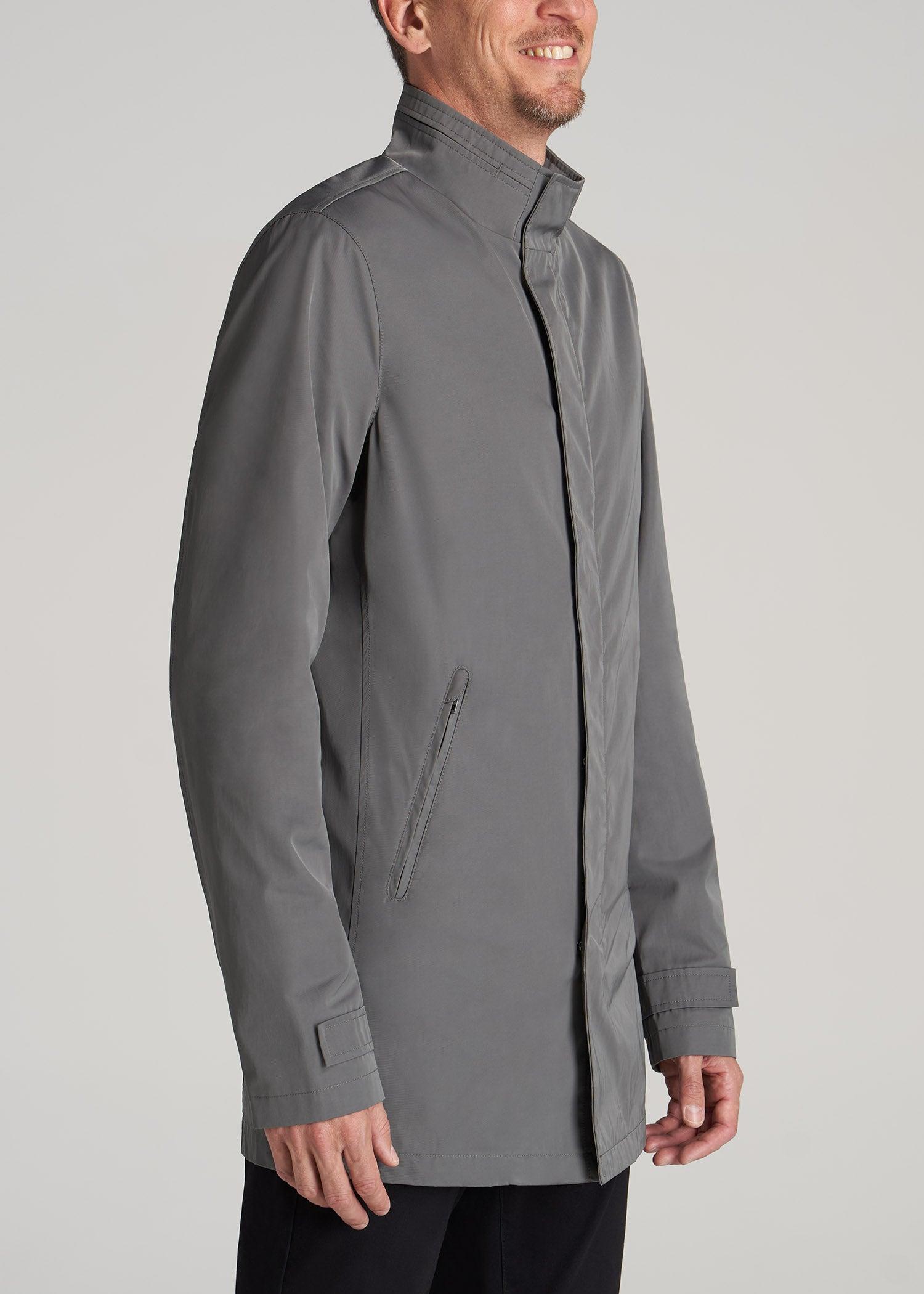 Zip Trench Coat for Tall Men in Slate Grey Male Product Image