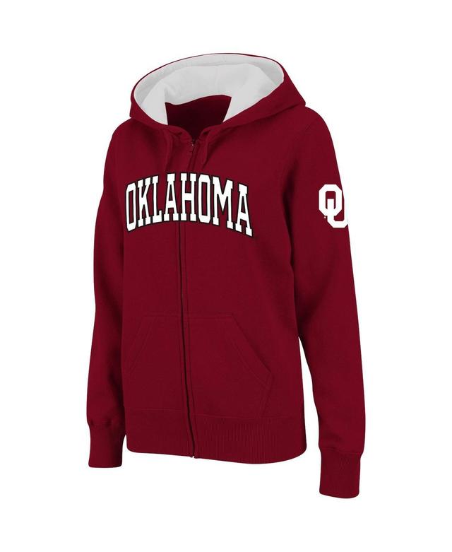 Womens Stadium Athletic Crimson Oklahoma Sooners Arched Name Full-Zip Hoodie Product Image