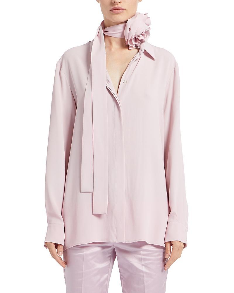 Marella Saura Floral Detail Crepe de Chine Shirt Product Image