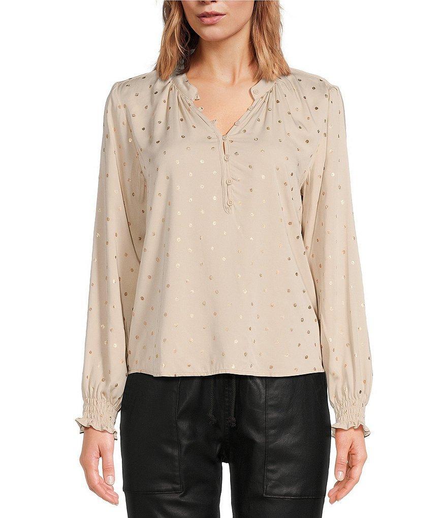 Cloth & Stone Foil Dotted Femme Henley Blouse Product Image