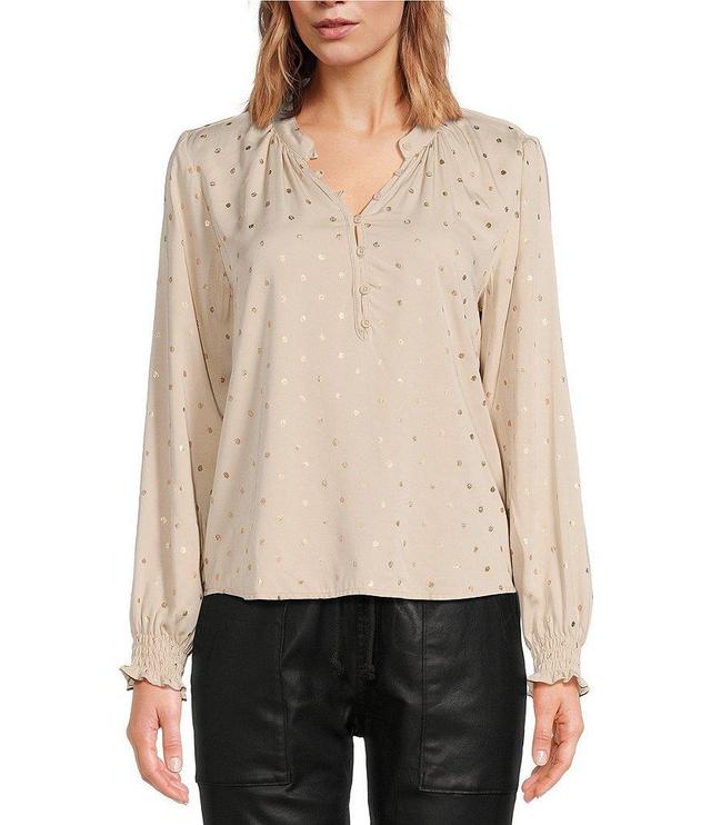 Cloth & Stone Foil Dotted Femme Henley Blouse Product Image