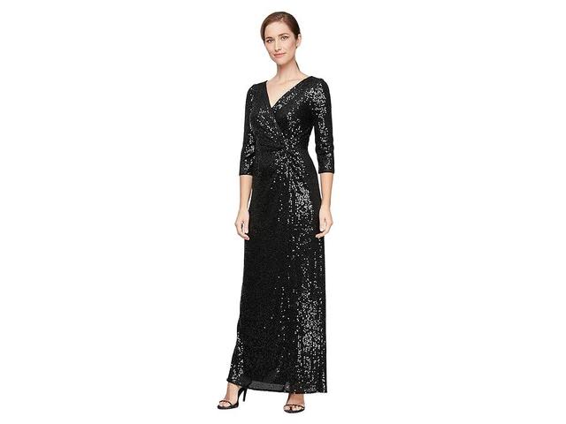 Alex Evenings Long Sequin Column Dress with Knot Front Detail Women's Dress Product Image