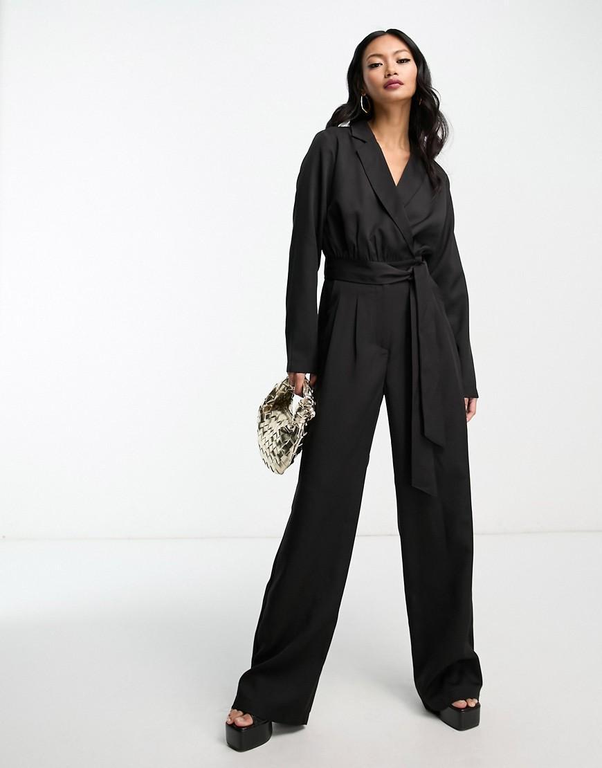 In The Style tuxedo jumpsuit in black Product Image