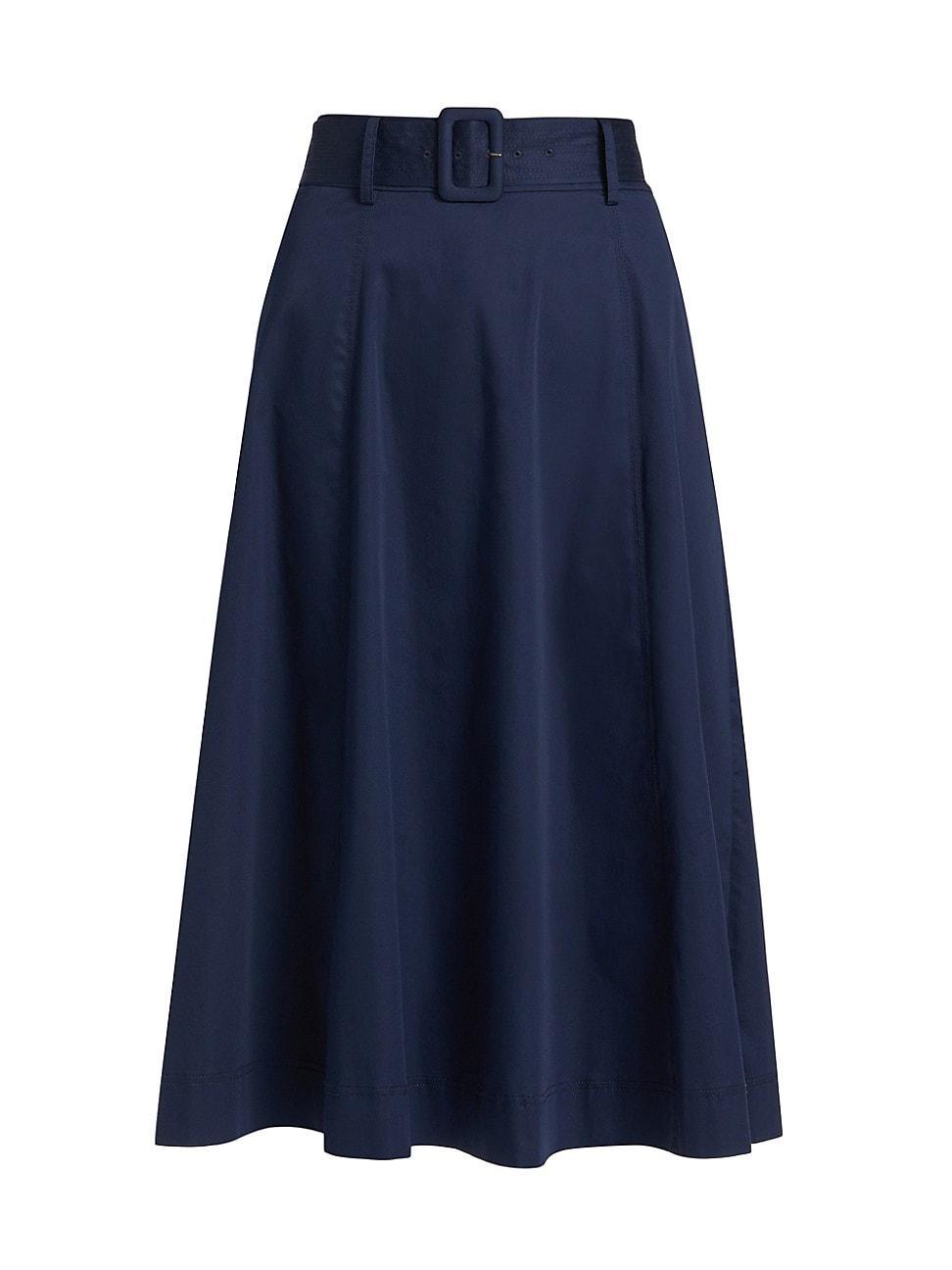 Womens Arwen Cotton-Blend Belted Midi-Skirt product image