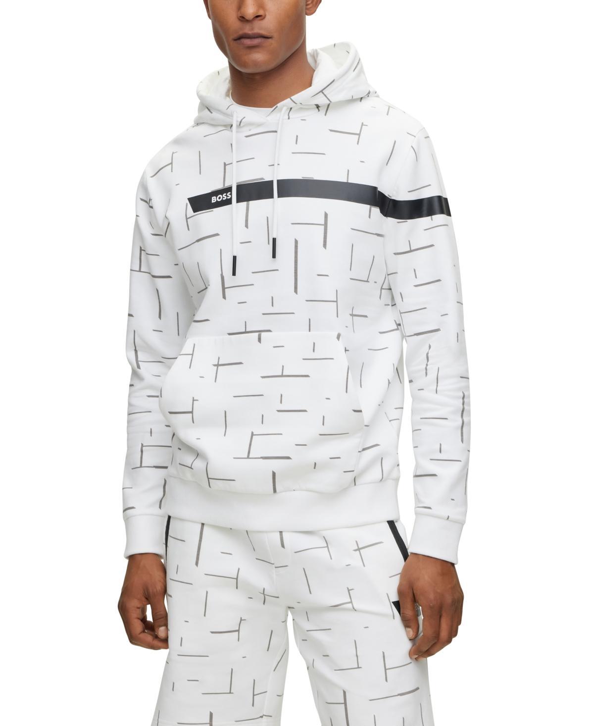 Mens Cotton-Blend Hoodie With Graphic Logo Stripe Product Image