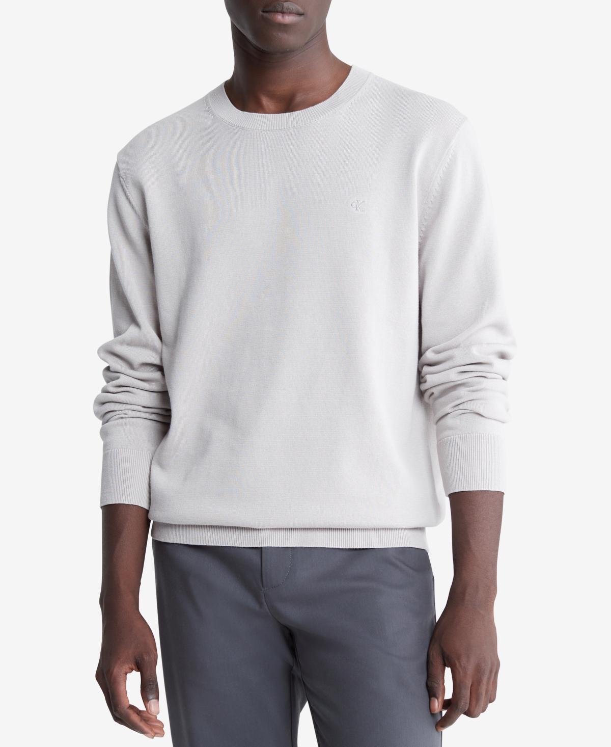 Calvin Klein Mens Classic Fit Monogram Compact Cotton Crewneck Sweater Product Image