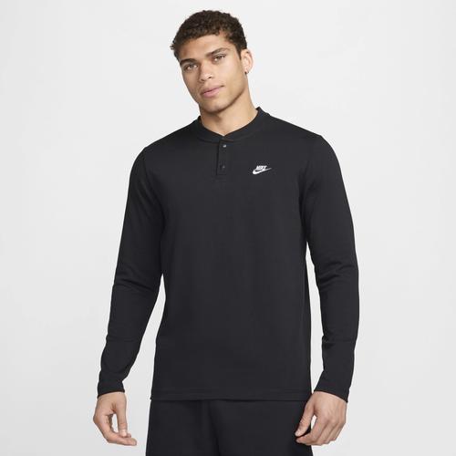 Nike Mens Nike Club LS Henley - Mens Black/Black/White Product Image