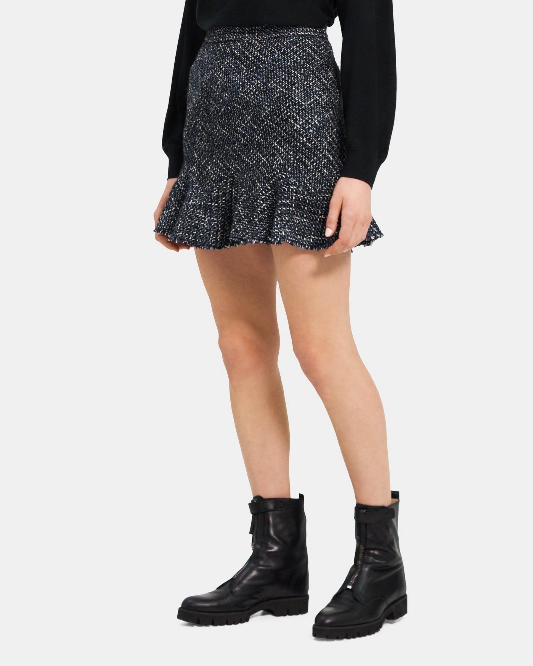 Diagonal Mini Skirt in Wool-Blend Tweed Product Image