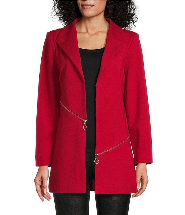 Slim Factor by Investments Ponte Long Sleeve Asymmetrical Zipper Jacket Product Image