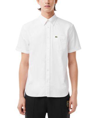 Lacoste Mens Short Sleeve Button-Down Oxford Shirt - F2w Abysm/ Product Image