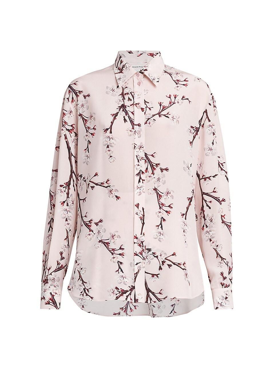 Womens Cherry Blossom Silk Shirt Product Image