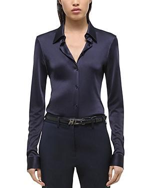 Womens Fluid Long-Sleeve Button-Up Shirt Product Image