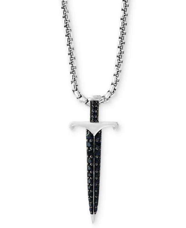 Effy Mens Black Sapphire Sword Pendant Necklace (3/4 ct. t.w.) in Sterling Silver Product Image