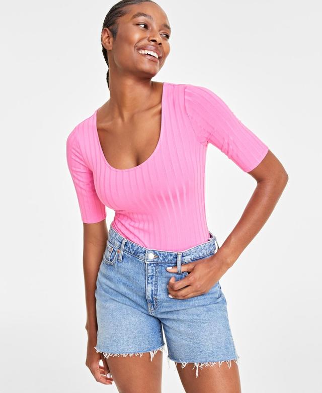 Womens Knit Elbow-Sleeve Bodysuit, Created for Macys Product Image