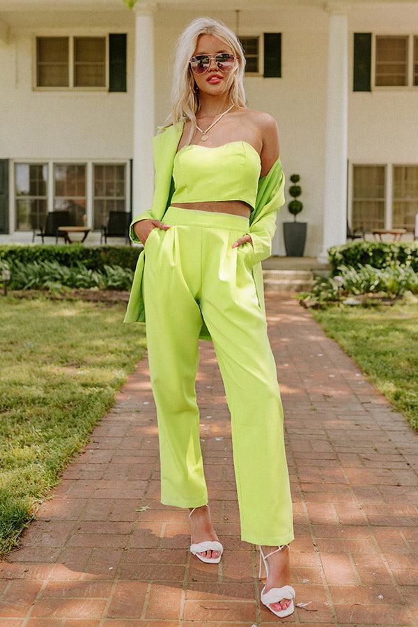 Insta Famous Bustier Crop Top In Lime Product Image