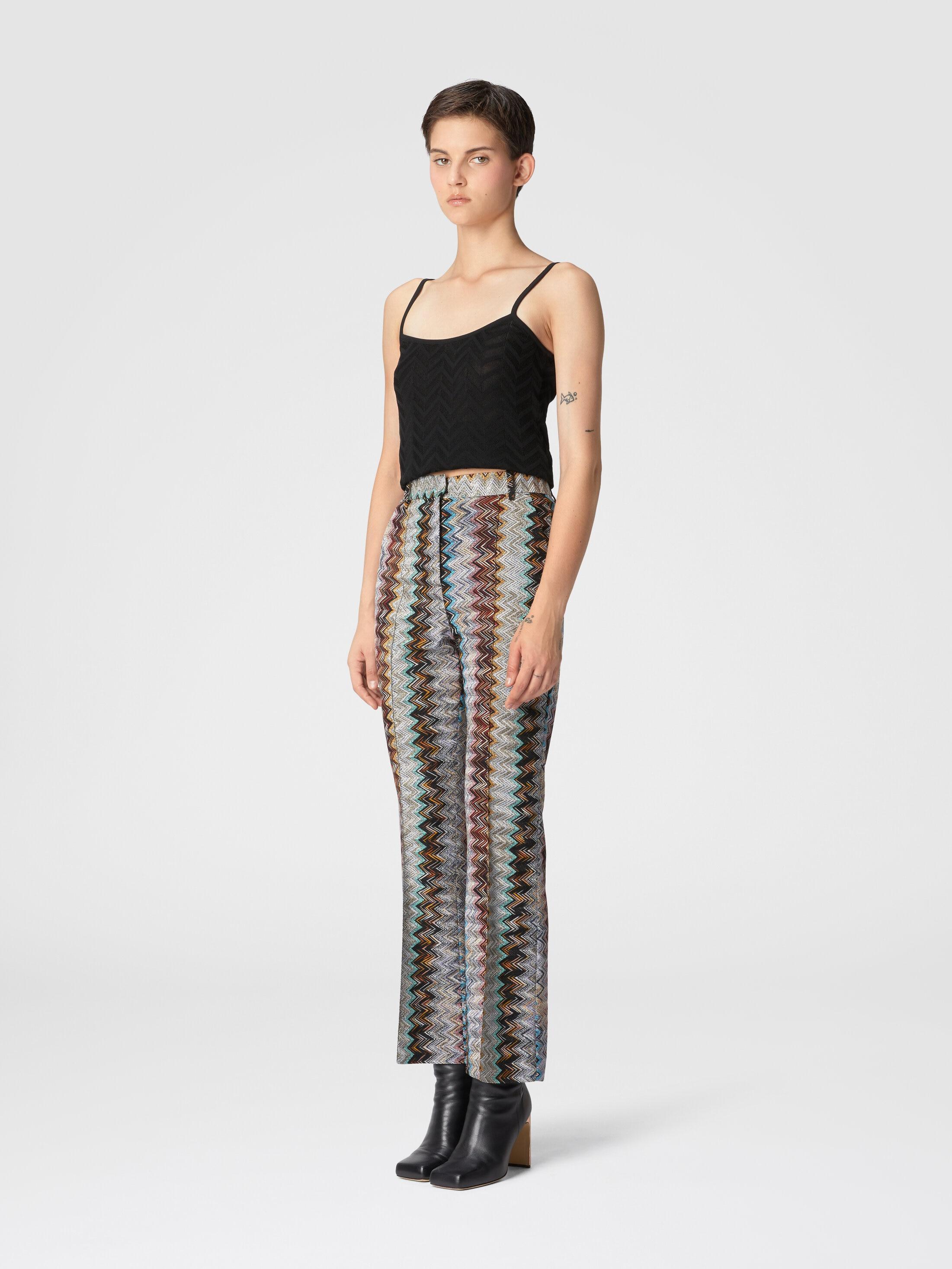 Cropped trousers with lamé slub zigzag motif Product Image