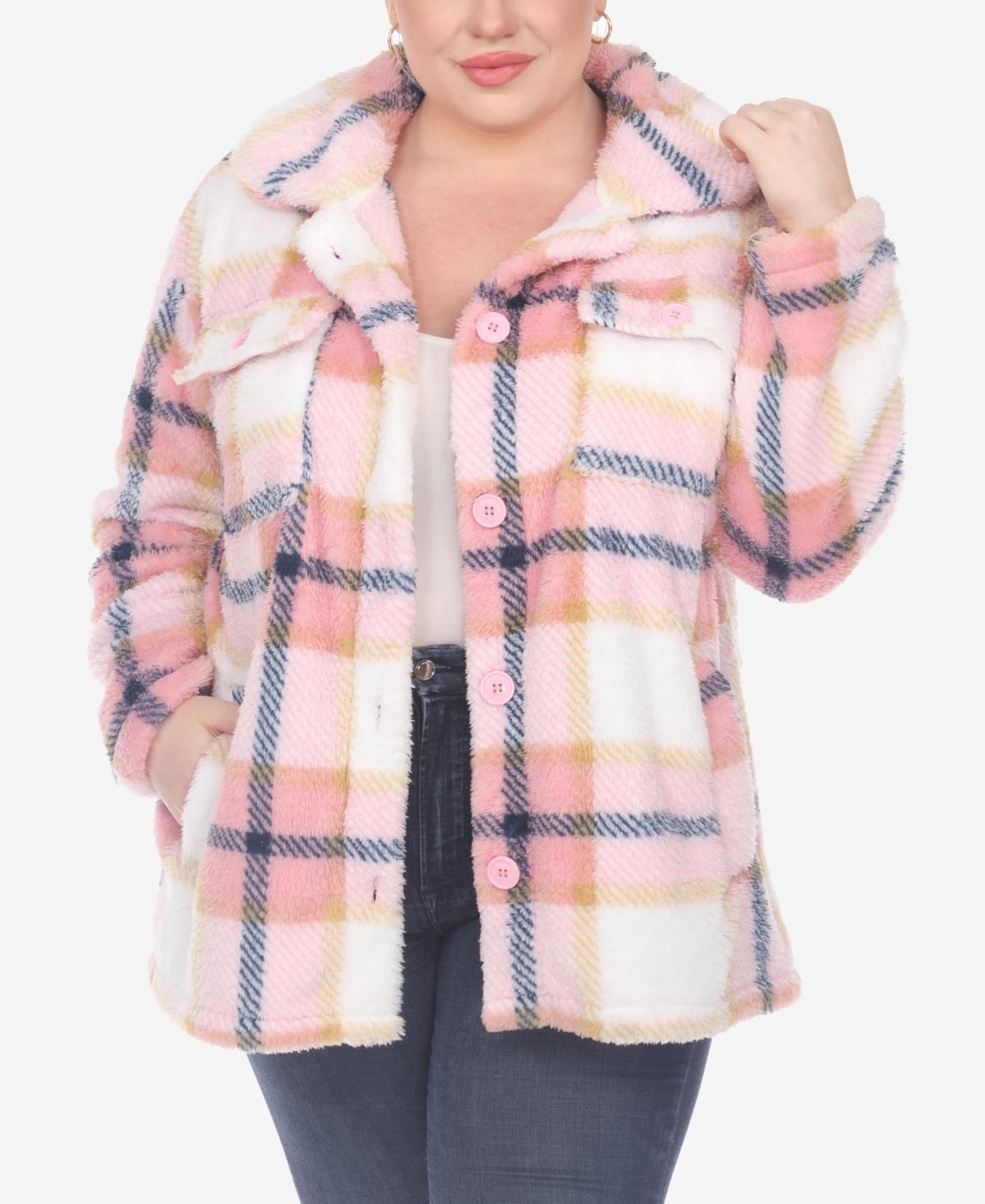 White Mark Plus Size Plaid Shacket Jacket Product Image