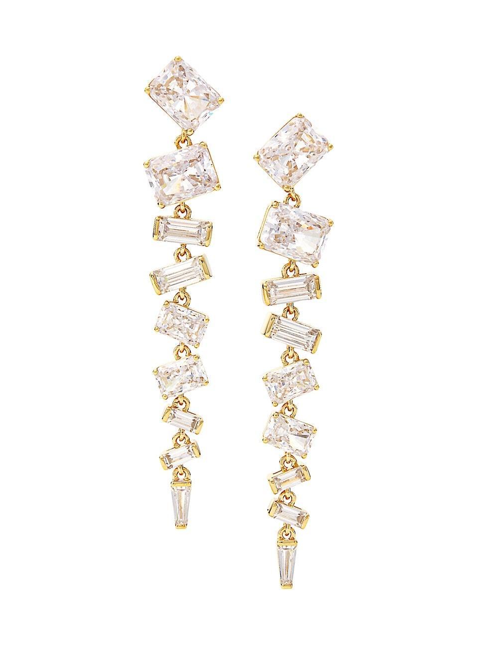 Womens Revelry 18K-Gold-Plated & Cubic Zirconia Linear Drop Earrings Product Image