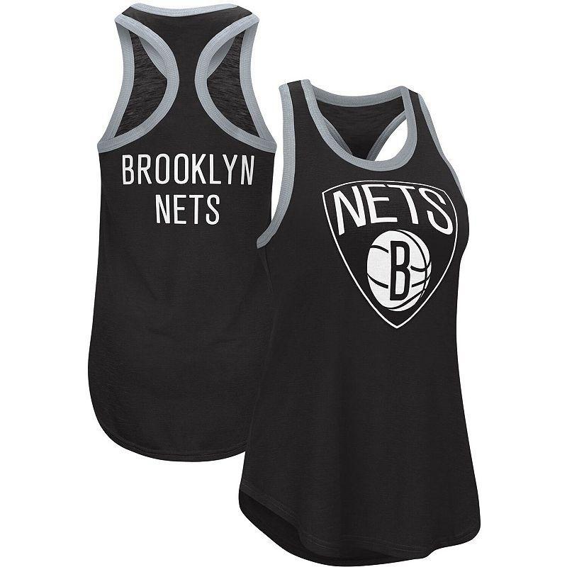 Womens Black Brooklyn Nets Showdown Burnout Tank Top Product Image