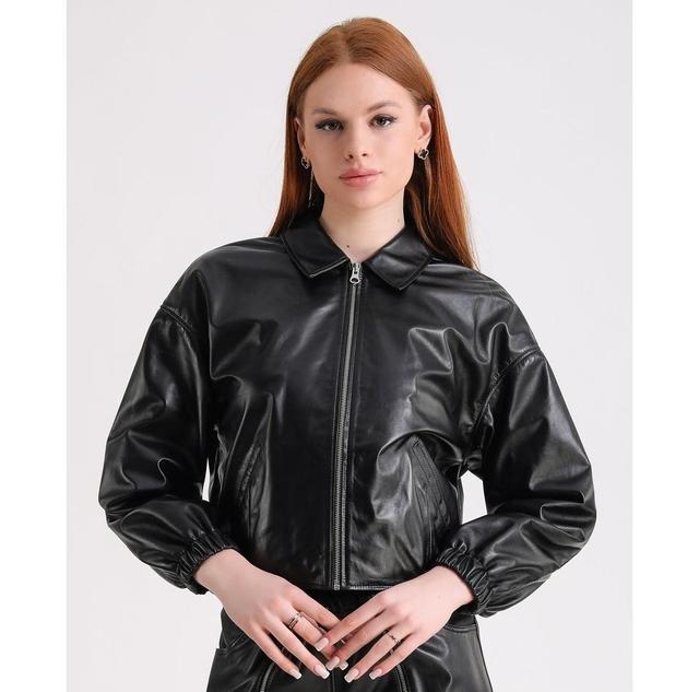 Furniq Uk Womens Leather Jacket Black Product Image