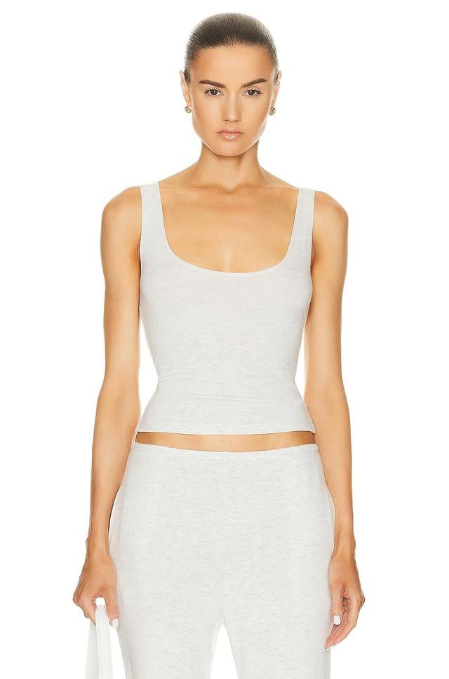 LESET Lauren Scoop Neck Tank Top in White Product Image