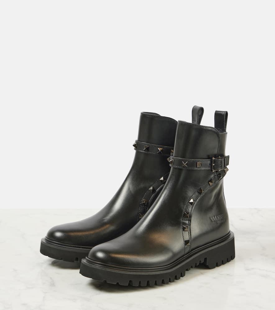 Ankle Boots Rockstud Aus Leder In Black Product Image